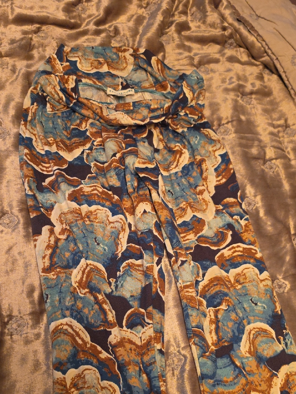 EARTHBOUND Blue and Brown Abstract Print Pants